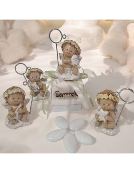 Bomboniere angeli clip portafoto Battesimo Comunione personalizzato