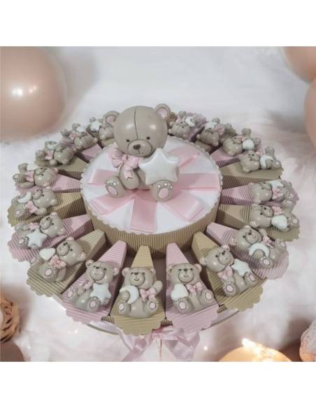 Bomboniere orsetto bimba torta portaconfetti