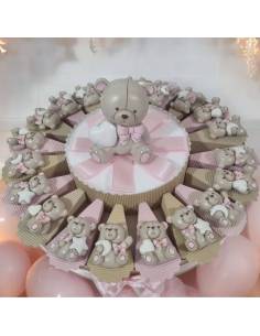 Bomboniere orsetto bimba torta portaconfetti 2