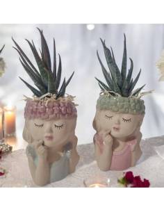 Bomboniere con piante vasetti signorine ceramica satinata