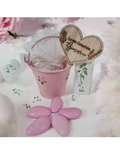 Bomboniere semi da piantare femmina con vasetto rosa e tag personalizzato
