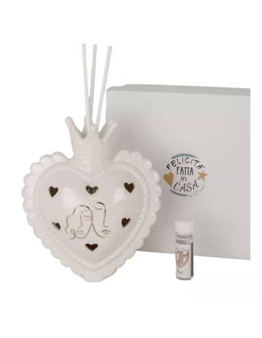 Profumatore Cuore Sacro bomboniere matrimonio luce led sposi dorati