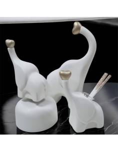 Bomboniere Claraluna elefante in ceramica bianco e dettagli oro
