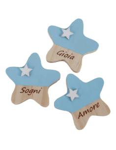 Magnete stella azzurra in legno ideali bomboniere bimbo