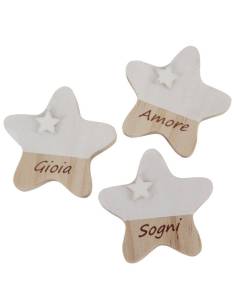 Magnete stella bianca in legno ideali bomboniere Comunione