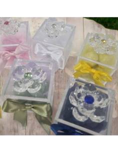 Portaconfetti Comunione swarovski fiore con ramo argento
