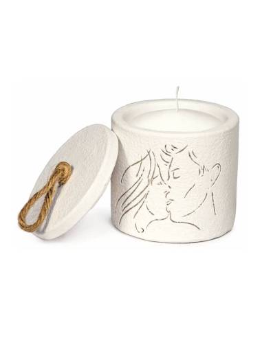 Bomboniere matrimonio candele vasetto bianco viso sposi