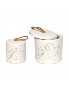 Bomboniere matrimonio vasetto bianco viso sposi stilizzati