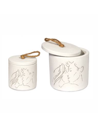 Bomboniere matrimonio vasetto bianco viso sposi stilizzati