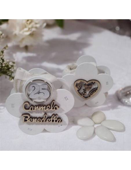 Bomboniere 25 anniversario matrimonio personalizzate con nomi