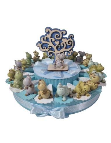 Bomboniere primo compleanno bimbo dinosauro a torta portaconfetti