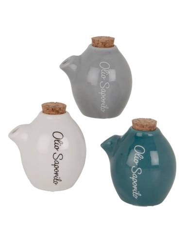 Bomboniere utili oliera orcio frase tre colori olio saporito