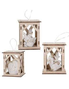 Bomboniere lanterne sacre in legno e bianche