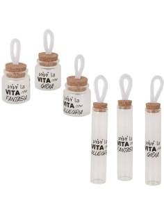 Portaconfetti in vetro con frase barattoli o provette