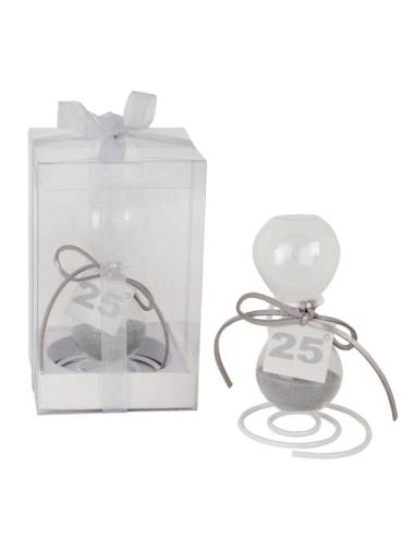 Bomboniere 25 anniversario matrimonio clessidra con supporto