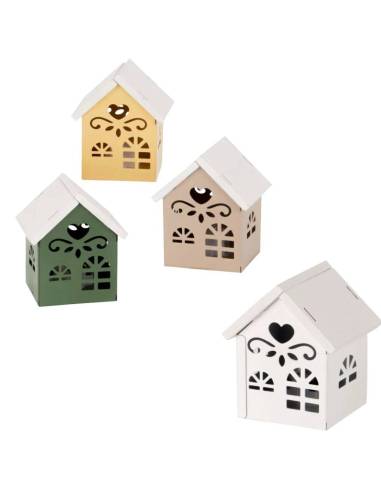 Bomboniera lanterna casetta in metallo intaglio cuore