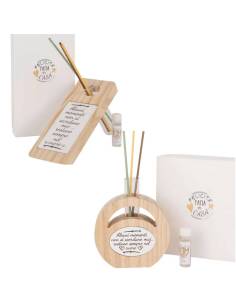 Bomboniera profumatore frasi in legno bastoncini colorati