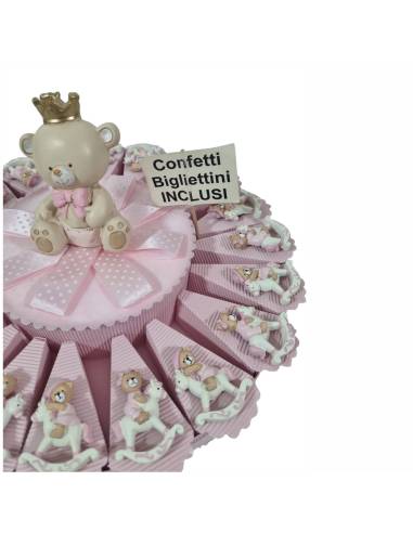 torta Bomboniere Orsetti Magnete Nascita, Battesimo Bimba complete di confetti