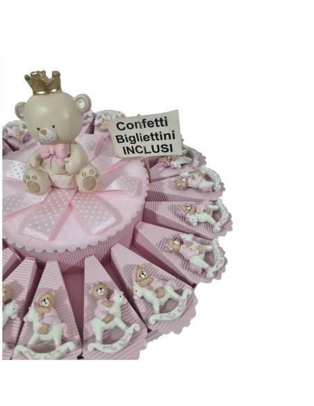 torta Bomboniere Orsetti Magnete Nascita, Battesimo Bimba complete di confetti