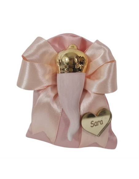 Bomboniere 18 anni personalizzate con nome e corno rosa e oro