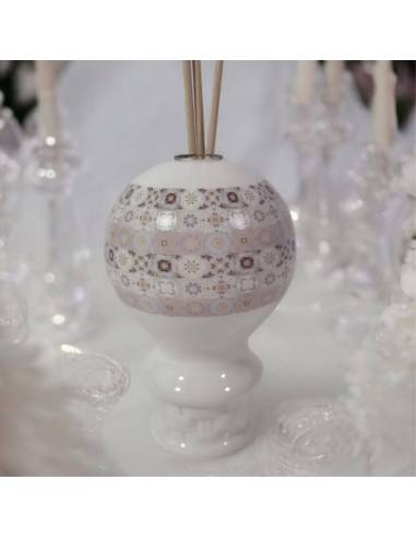 Profumatore bomboniere mongolfiera maiolica tonalità rosa