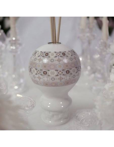 Profumatore bomboniere mongolfiera maiolica tonalità rosa