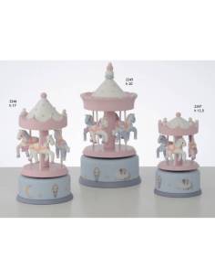 Bomboniera giostra cavalli carillon in legno Encantada