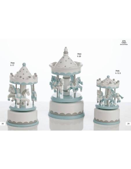 Carillon bomboniere giostre con cavalli in legno Encantada