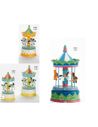 Bomboniere carosello carillon in legno cavalli Encantada