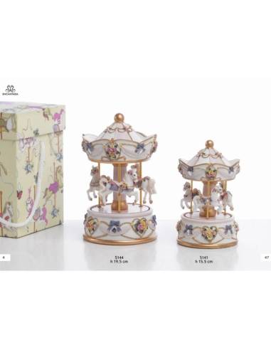 Carillon bomboniera giostra elegante con cavalli Encantada