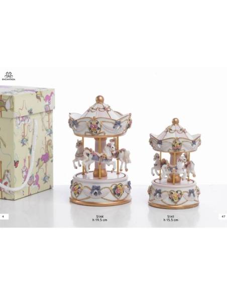 Carillon bomboniera giostra elegante con cavalli Encantada