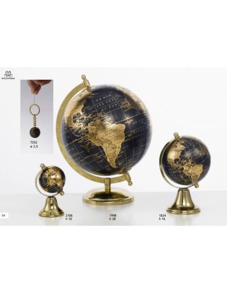 Bomboniere tema viaggio mappamondo nero e dorato Encantada