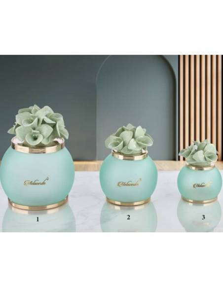 Lampade luci led bomboniere sfera orchidee in ceramica Melaverde