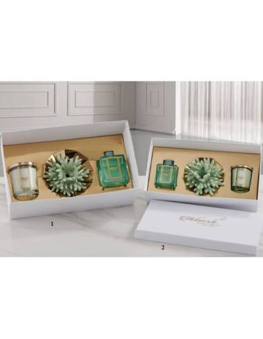 Set regalo candela e profumatore ambiente attinia in ceramica Melaverde
