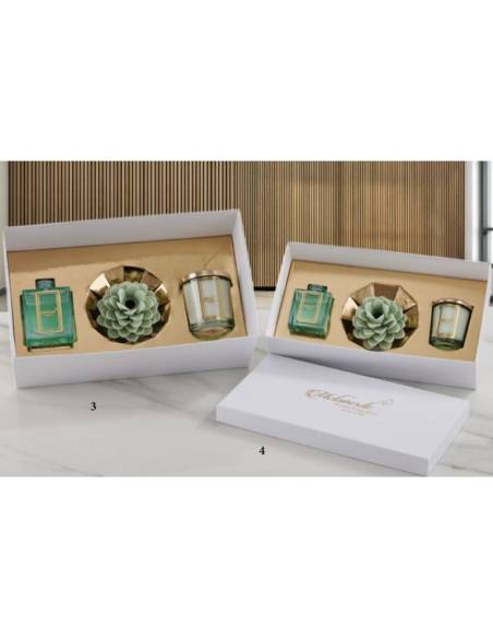 Confezioni regalo candela profumata e diffusore fiore in ceramica Melaverde