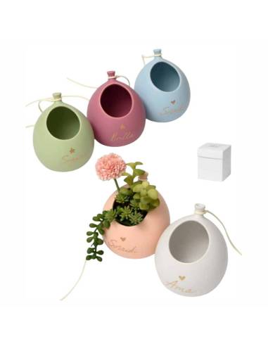Vasetto bomboniera palloncino ceramica satinata con frasi calamite