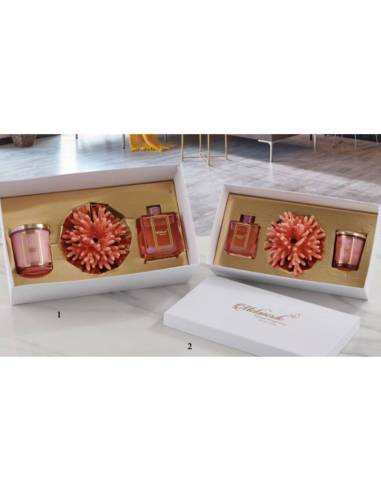 Set regalo candela e diffusore ambiente attinia bomboniere in ceramica Melaverde