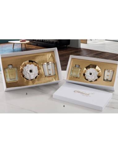 Set regalo profumatore ambiente e candela profumata decoro in ceramica Melaverde