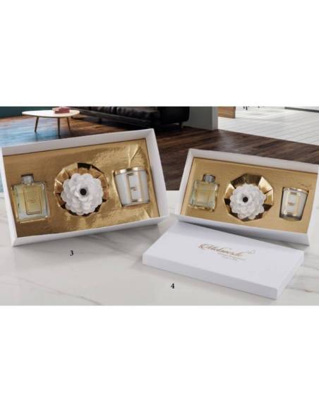 Set regalo profumatore ambiente e candela profumata decoro in ceramica Melaverde