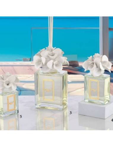 Profumatori per ambienti bomboniere fiori in ceramica orchidee bianche Melaverde