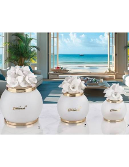 Bomboniere originali lampade led fiori orchidee in ceramica Melaverde