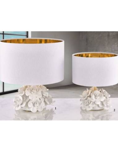 Lampade led lumi bomboniere fiori rose in ceramica Capodimonte Melaverde