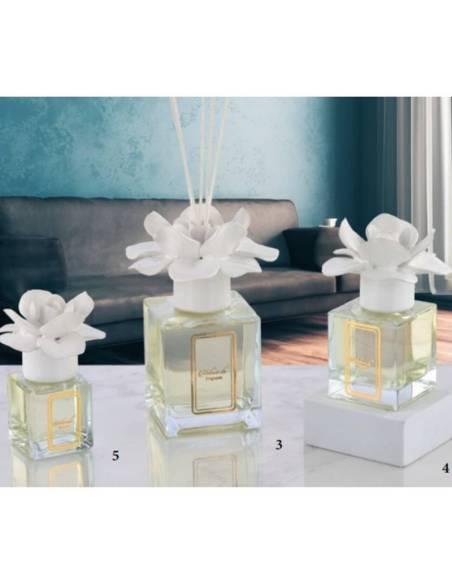 Diffusori ambienti bomboniere fiore bianco in ceramica Capodimonte Melaverde