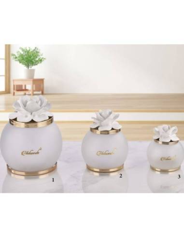 Lampade a led bomboniere fiori in ceramica Capodimonte Melaverde