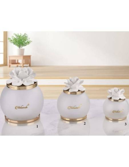 Lampade a led bomboniere fiori in ceramica Capodimonte Melaverde