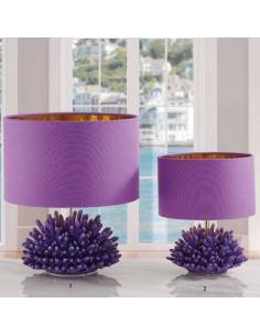 Lampade led bomboniere tema mare attinia in ceramica viola Melaverde