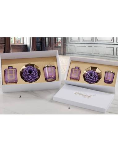 Scatola regalo profumatore ambiente e candela bomboniere fiore in ceramica Melaverde