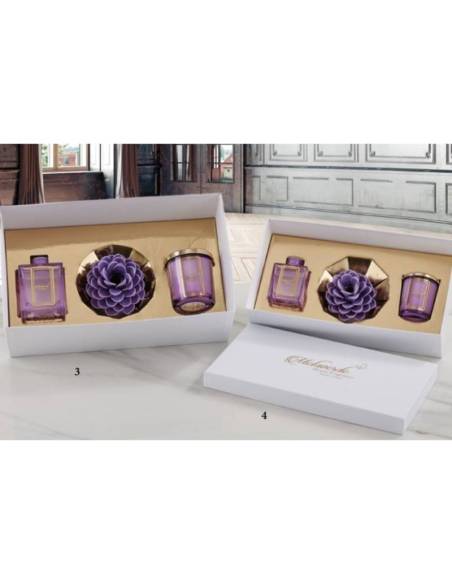 Scatola regalo profumatore ambiente e candela bomboniere fiore in ceramica Melaverde