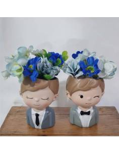 Bomboniere Comunione bambino vasetti con fiori