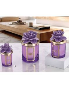 Candele profumate bomboniere fiori in ceramica Capodimonte peonia Melaverde